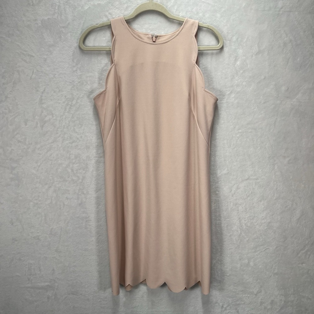 Vince Camuto Sleeveless Scallop Edge Dress Womens 4 Pale Pink Summer